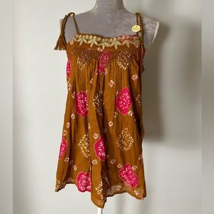 NWT Nicole Miller Artelier Bohemian spaghetti strap cotton top size M